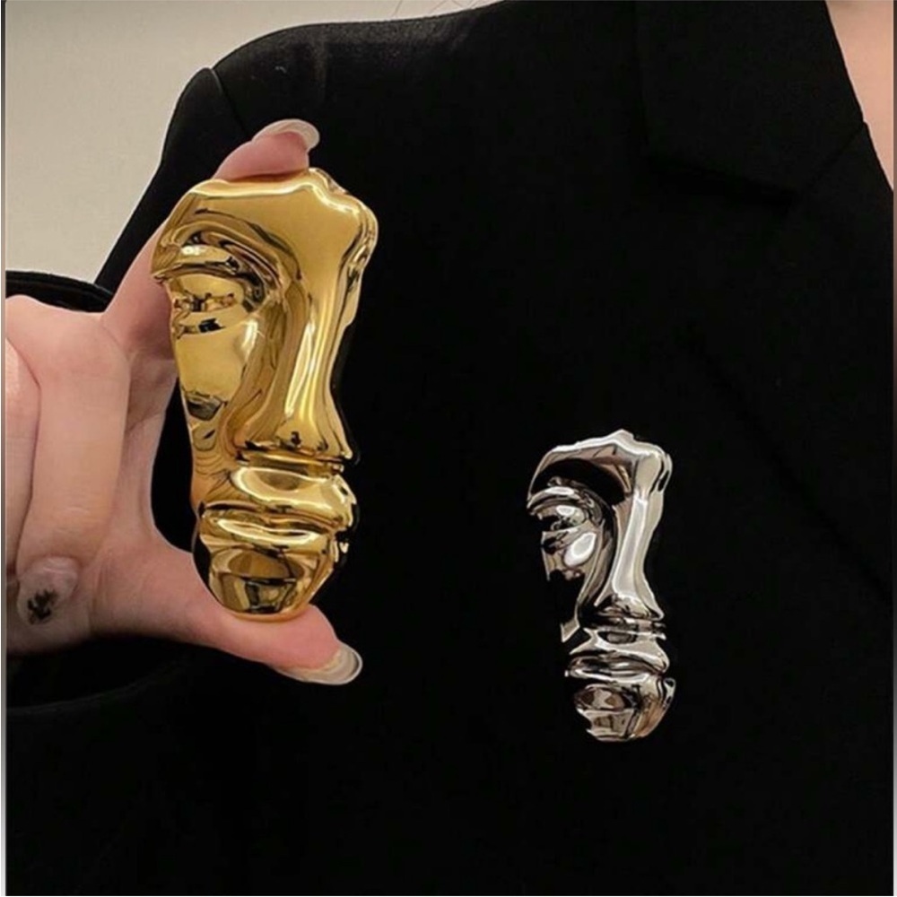 Eclipse Visage Sculptural Brooch